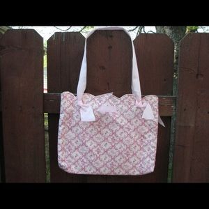LongaBerger Pink&White Ribbon Cancer Awareness Bag
